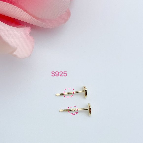 S925 small heart stud earrings-SS006 Gold - Picture 2 of 4